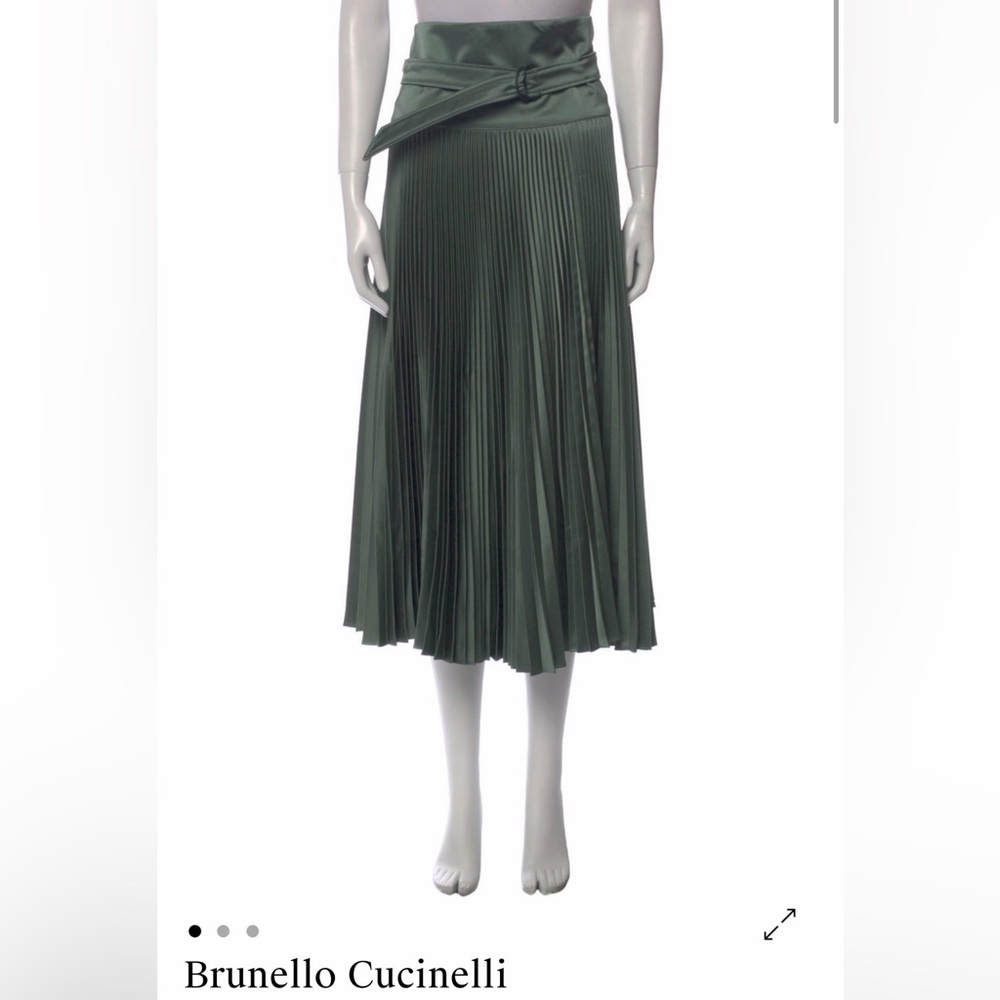 Brunello Cucinelli Forest Green Midi Skirt